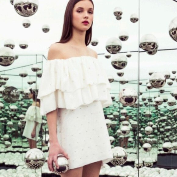 Azeeza Dress NWT Aurora Off Shoulder Mini Dress White XS new - Picture 14 of 14